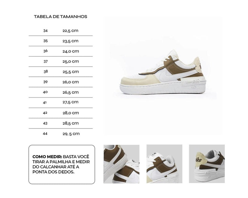 Tênis Nike Air Force 1 Shadow - Branco / Caramelo